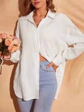 VCAY Drop Shoulder Curved Hem Blouse